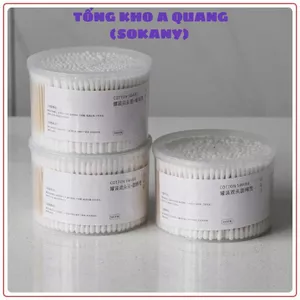 Hộp lớn 500 tăm bông thân gỗ – bông ngoáy tai y tế, spa, trang điểm, chất lượng cao, tiện lợi sử dụng M9