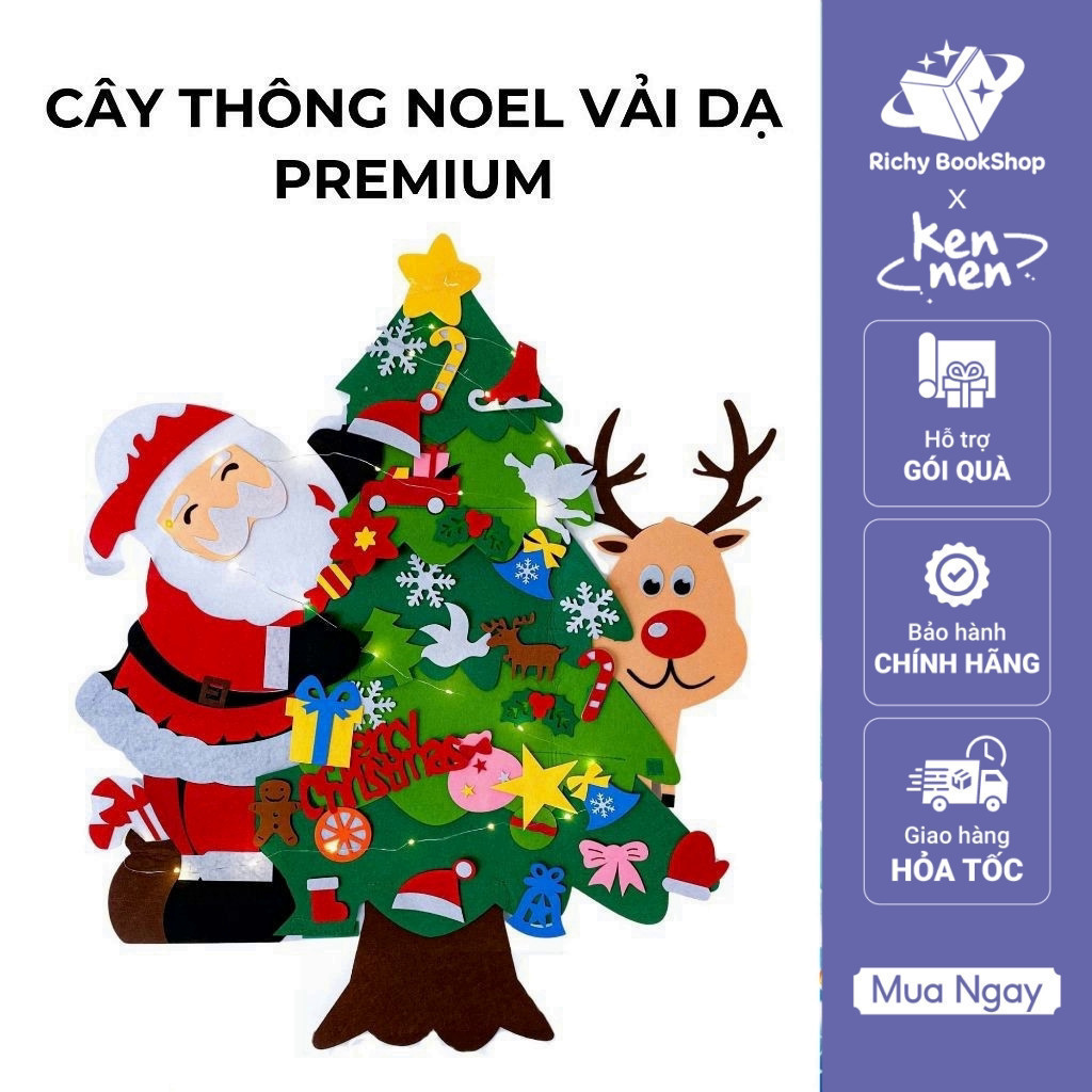 Cây Thông Noel Vải Dạ DIY KENNEN Trang Trí Giáng Sinh - Phiên Bản Ông Già Rực Rỡ Và Tuần Lộc Tinh Nghịch