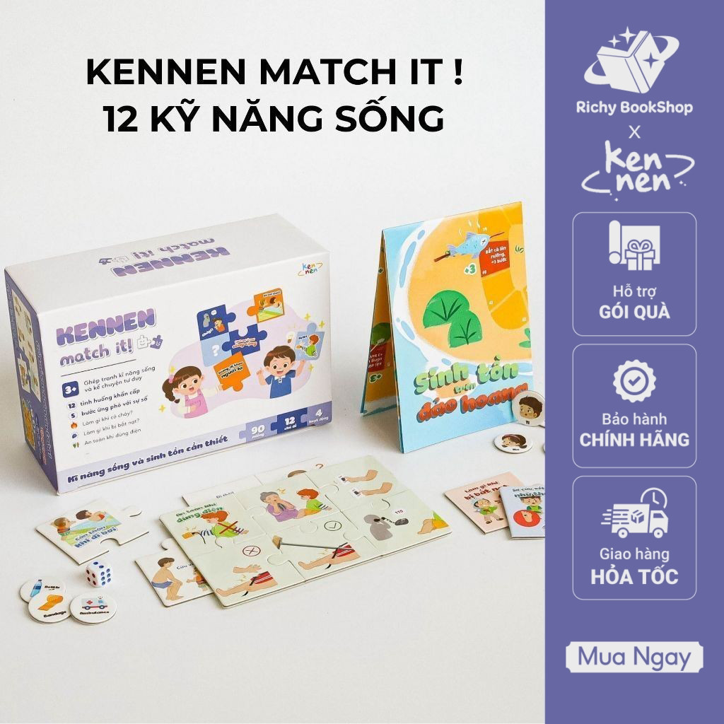 Đồ chơi xếp hình kỹ năng sống - Kennen Match it, 12 kỹ năng sinh tồn cần thiết cho bé từ 3+ tuổi