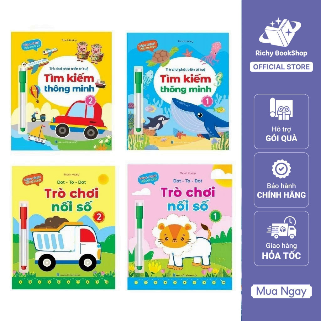 Sách - Bộ Vở Viết Xóa Được - Wipe Clean - Trò chơi phát triển trí tuệ bộ 04 cuốn