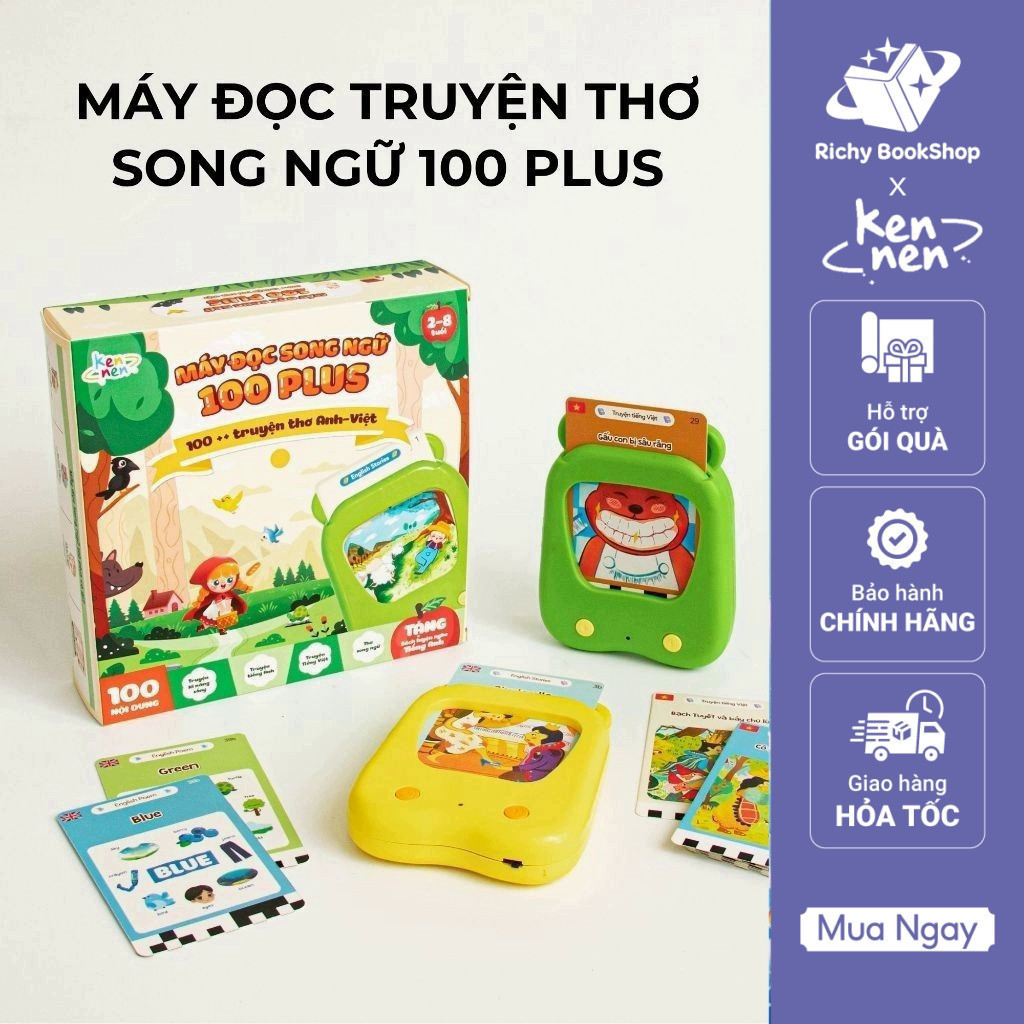 Máy đọc song ngữ 100 truyện thơ Anh Việt Kennen 100Plus - bảo hành 6 tháng