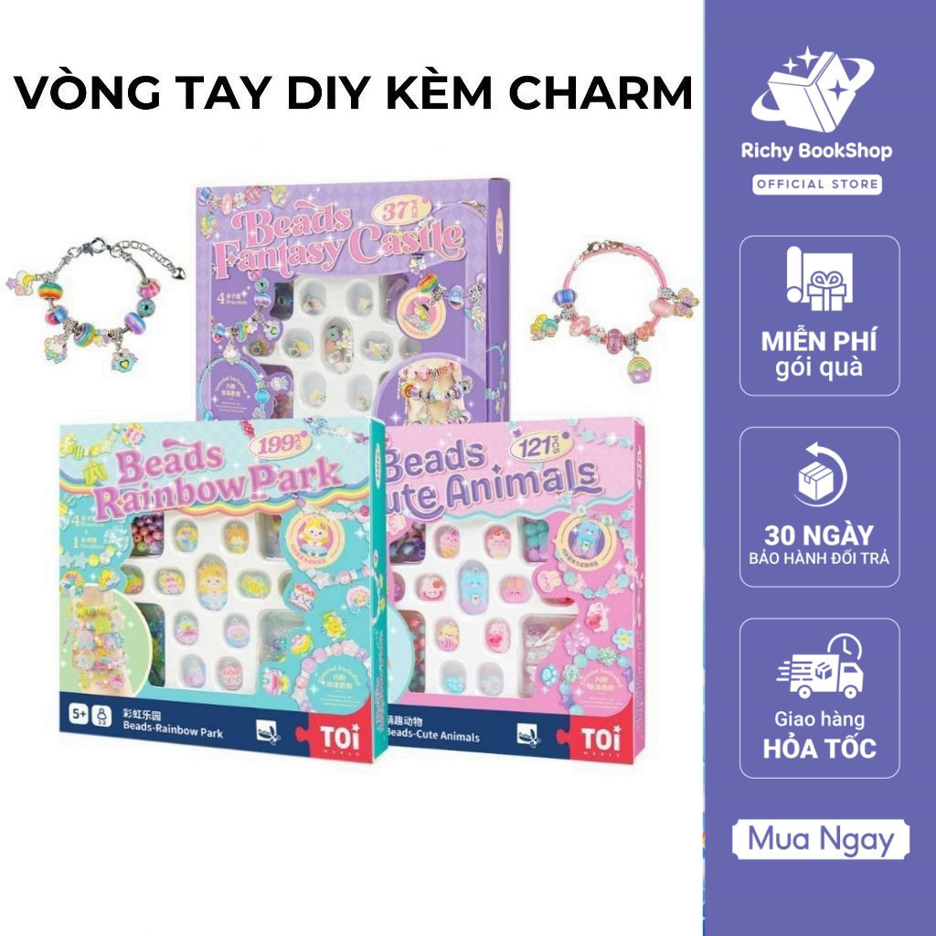 Bộ Đồ Chơi Tự Kết Vòng Tay Beads Charm TOI Cho Bé Gái Từ 4 Tuổi