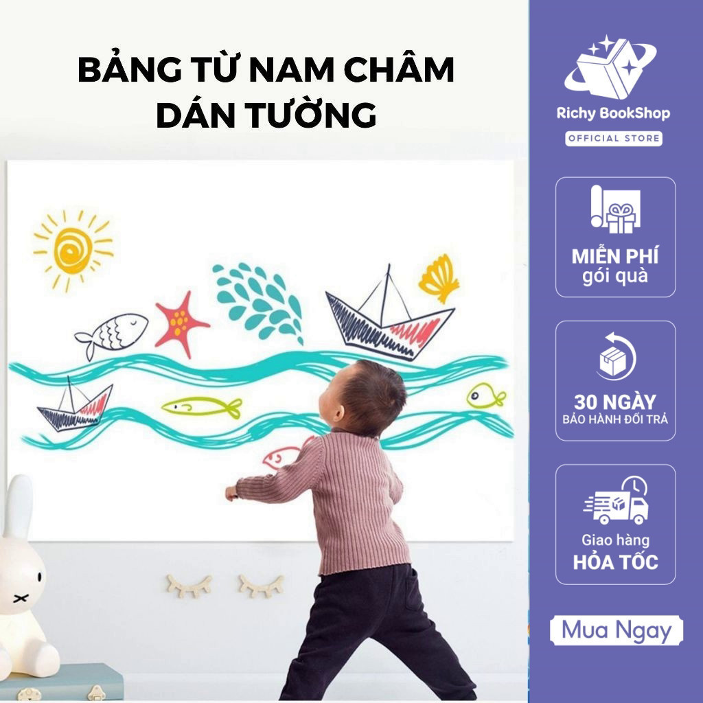 Bảng Từ Dán Tường - Bảng Nam Châm Dán Tường Viết Bút Lông - Cuộn Bảng Từ Hút Nam Châm