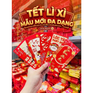 Bao Lì Xì Tết truyền thống 2025 sổ đổ sổ hồng hot trend chibi thịnh vượng may mắn phúc lọc thọ Tết 2025 Ất Tỵ
