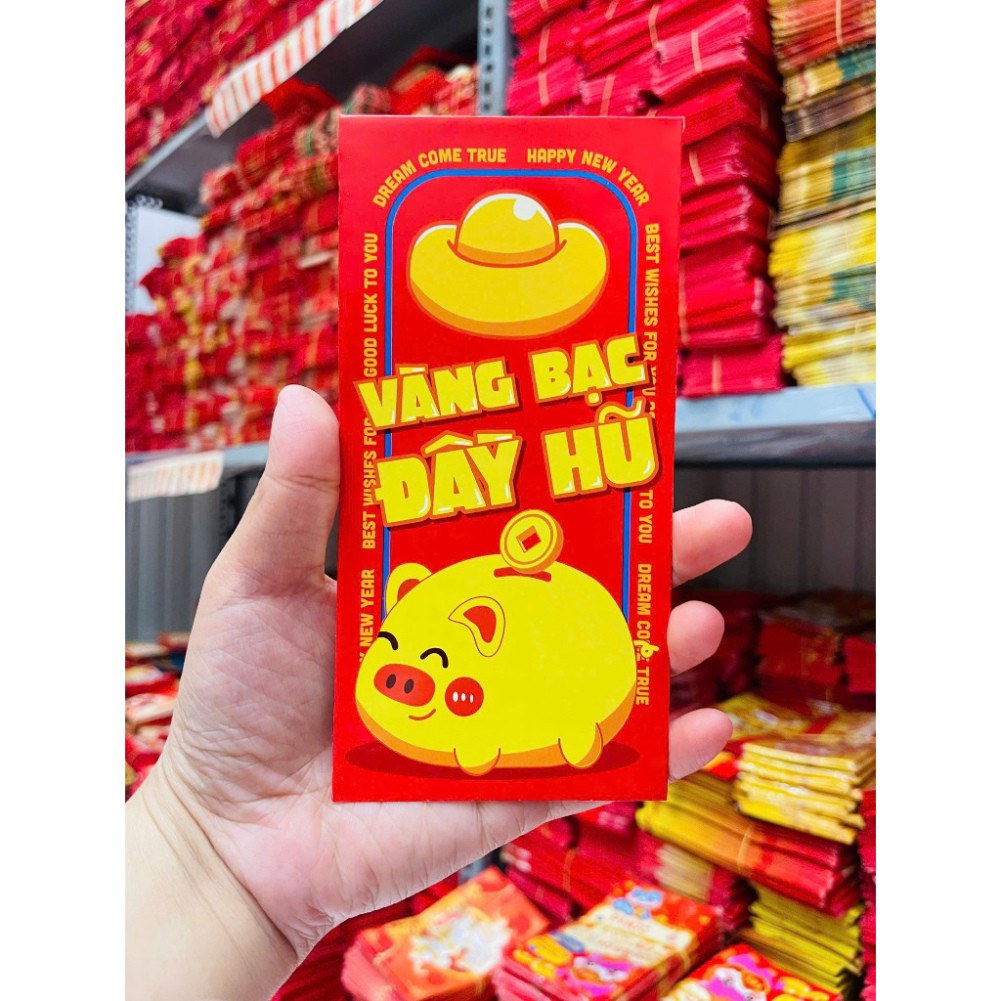 Bao Lì Xì Tết truyền thống 2025 sổ đổ sổ hồng hot trend chibi thịnh vượng may mắn phúc lọc thọ Tết 2025 Ất Tỵ