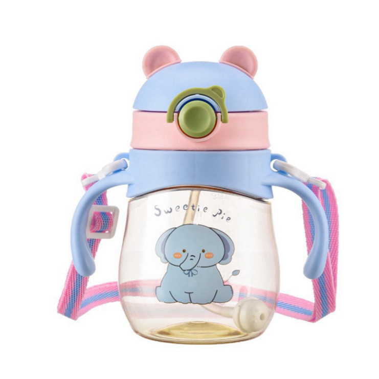 Bình tập uống nước hình người máy 250ml có dây đeo