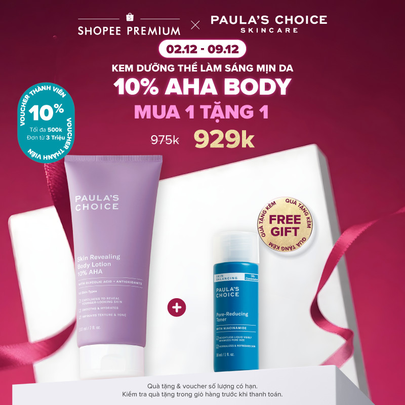 Kem dưỡng thể làm sáng da và làm đều màu da Paula's Choice Skin Revealing Body Lotion 10% AHA 210ml 5900
