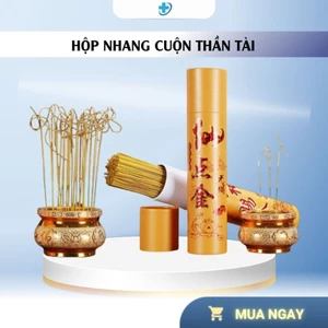 Hộp nhang cuộn thần tài, hộp 200 nén hương thần tài nhang tài lộc ít khói không tàn rụng TIATO STORE