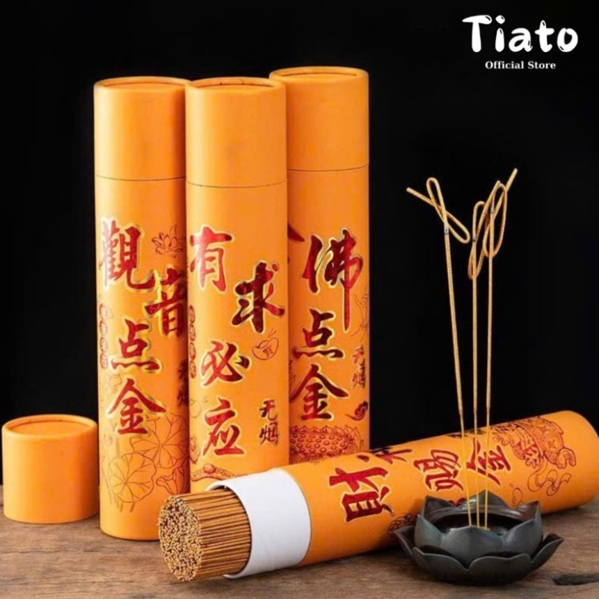 Hộp nhang cuộn thần tài, hộp 200 nén hương thần tài nhang tài lộc ít khói không tàn rụng TIATO STORE
