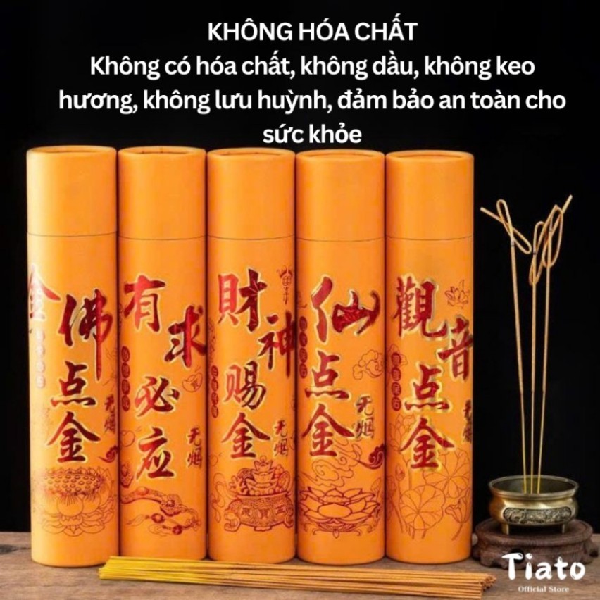 Hộp nhang cuộn thần tài, hộp 200 nén hương thần tài nhang tài lộc ít khói không tàn rụng TIATO STORE