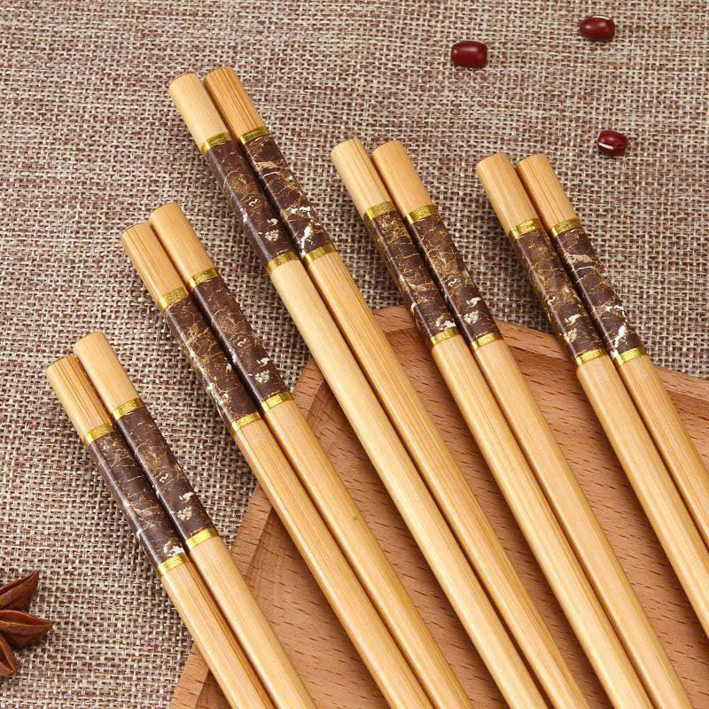 Combo 10 Đũa tre ăn cơm xuất nhật đũa khảm đá hoa vân tinh xảo