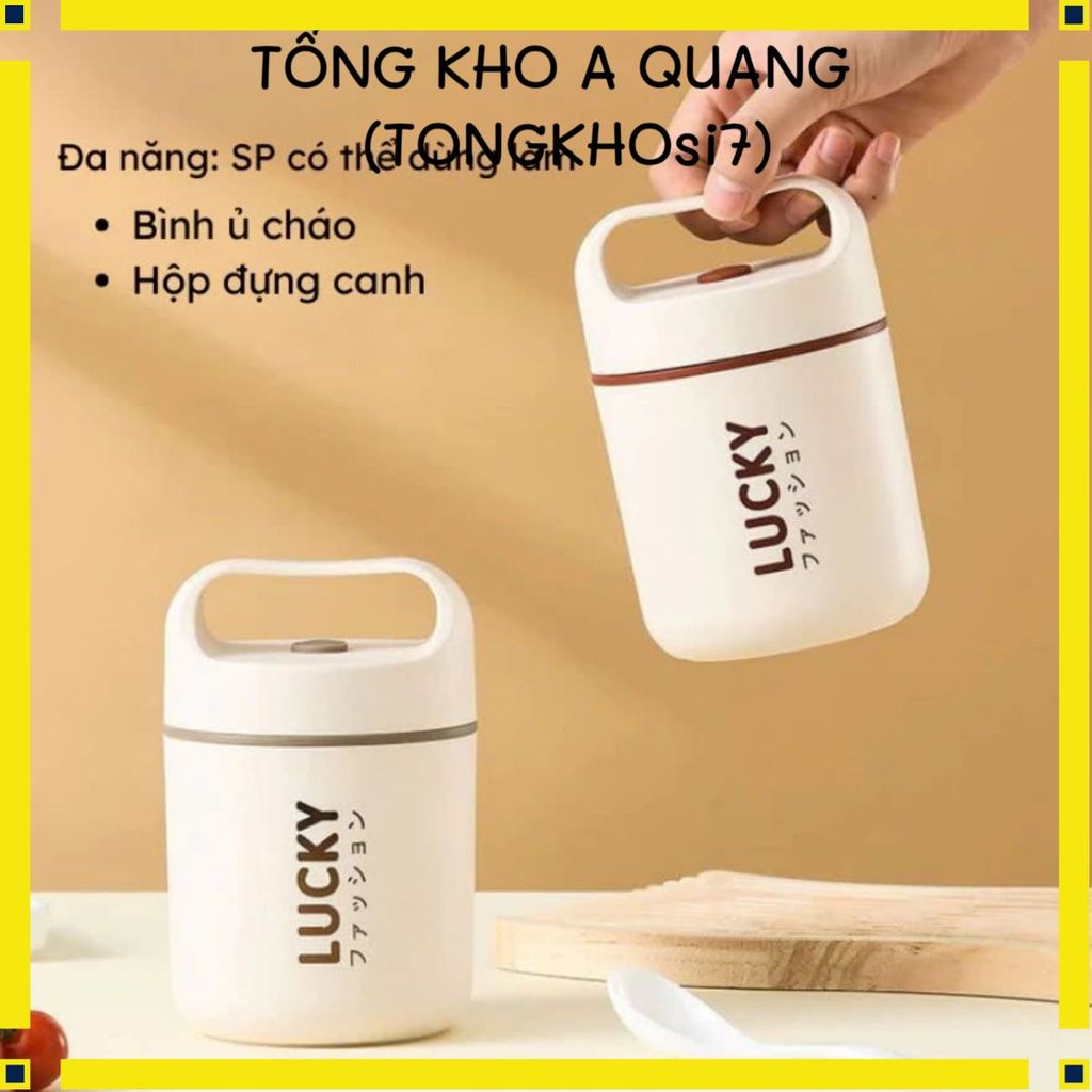 Bình ủ cháo Lucky đa năng – giữ nhiệt tốt, sạch sẽ, dễ mang theo nhờ thiết kế quai xách chắc chắn