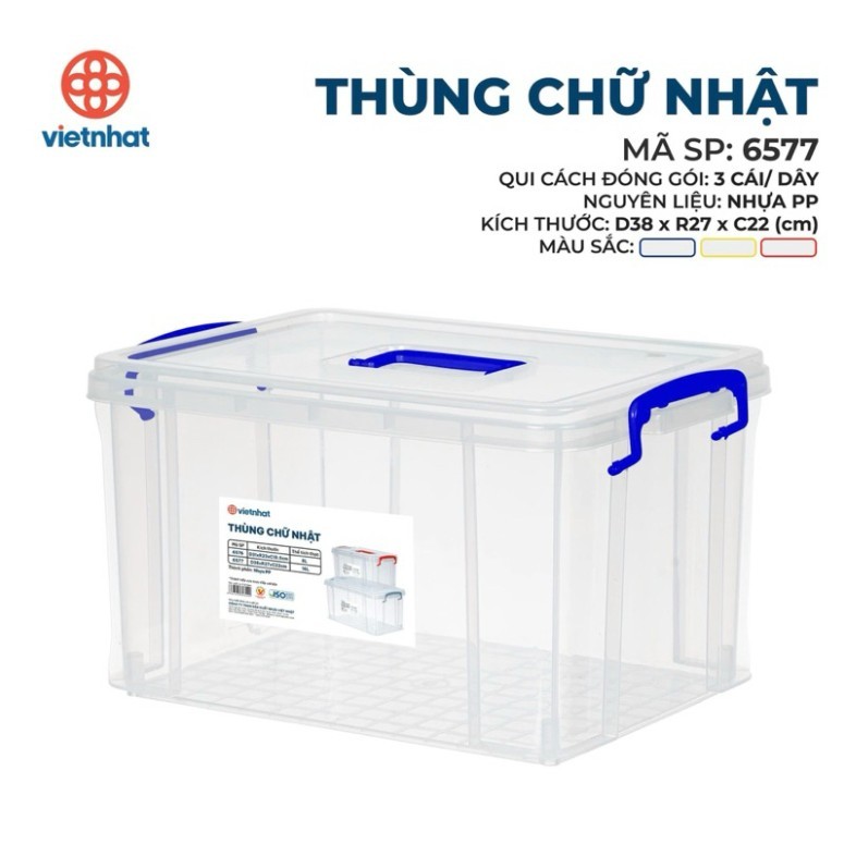 (Có VAT) Hộp nhựa để đồ chơi trong suốt, thùng đựng lego cho bé 6L/18L 6576,6577