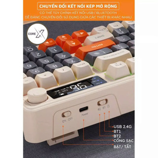 Bộ Bàn Phím Không Dây Bluetooth M96 LED 7 Màu Có Màn Hình, 2 Mode, Phím PBT Cao Cấp, Gõ Êm Chống Ồn Cho Win/ Mac OS .