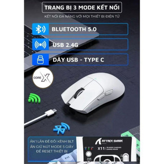 Chuột Gaming Không Dây Bluetooth Connect R1-X11 Chip PRO PAW3311 Có Dock Sạc LED, 22000 DPI . . .