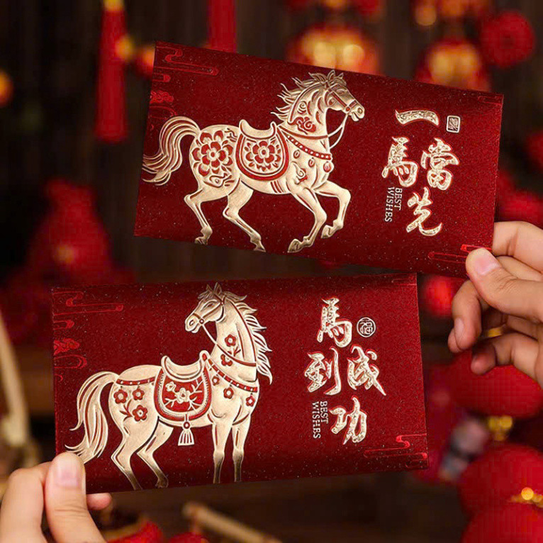 Bộ 6 Bao Lì Xì Tết Ngọ 2026 Kim Tuyến May Mắn Đổi Màu Sắc Đặc Biệt, Phong Phú và Ý Nghĩa