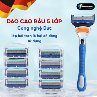 Dao Cạo Râu 5 Lưỡi Thép Không Gỉ Công Nghệ Đức Với Lớp Bôi Trơn Lô Hội Dễ Dàng Sử Dụng Life plus - DCR05
