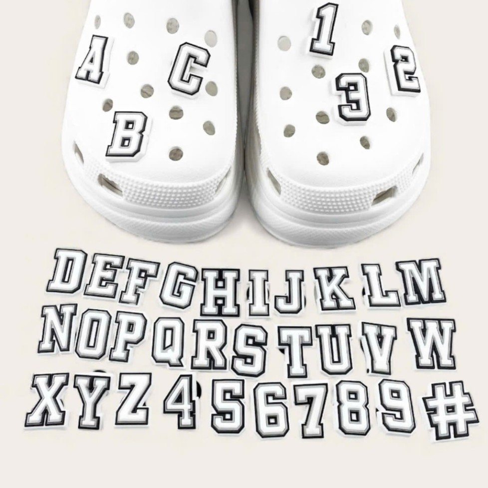 Stiker trang trí Charm Chữ & Số gắn dép xinh xắn Phụ Kiện Gắn Dép chữ theo tên - yihetag