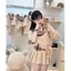 Sét Váy Nữ Sang Chảnh Tặng 2 Charm Gấu Bông Phối Khăn Thuỷ Thủ Mazo Mix Chân Váy Xếp Basic Dễ Thương