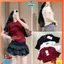 018 Áo len đũa dọc tay dệt kim cọc tay bo cổ