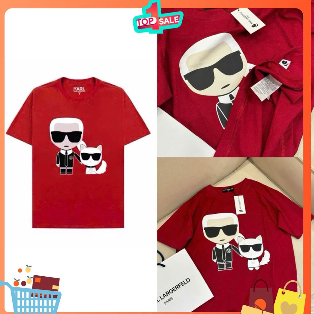 005 Áo Thun Đỏ Hình K.A.R.L Form Rộng Đỏ In Hình Cá Tính Chất Cotton Mềm Mịn, Thoáng Mát Kèm Ảnh Thật 2025