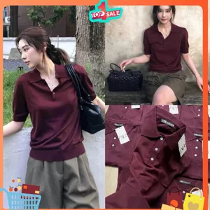 007 Áo Polo Cổ Bẻ Nữ Đỏ Mận - Chất Liệu Dệt Kim Cao Cấp, Form Đẹp, Thoáng Mát, Phối Đồ Dễ Kèm Ảnh Thật 2025