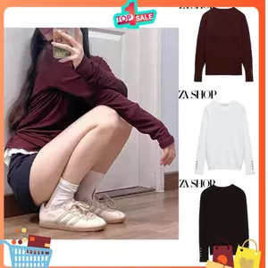 NEW 2025 Áo len nữ dài tay basic khuy tay thanh lịch form ôm co giãn nhẹ mặc thu đông Kèm Ảnh Thật