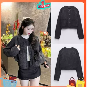 Áo len cardigan ZR xám lông chuột, chất len mềm mịn, form rộng thoải mái, phối đồ dễ dàng hàng xuất KÈM ẢNH THẬT