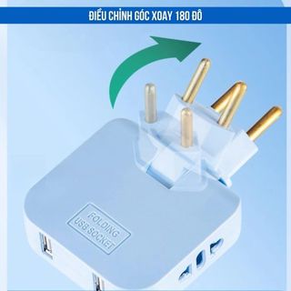 (3 Ổ) Ổ CẮM CHIA ĐIỆN LÕI ĐỒNG 2500W GẤP GỌN XOAY 180° - 3 Chân Tròn Dẹt, Nhỏ Gọn Tiện Lợi, Màu Đen, Trắng, Xanh, Hồng