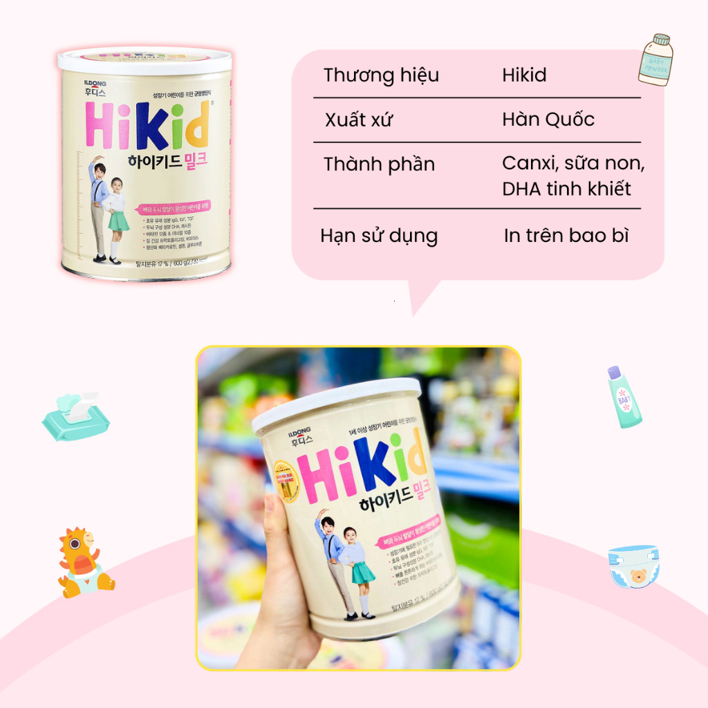 [DEAL SỐC] Sữa Hikid Bò Vị Vani Hàn Quốc Bổ Sung Canxi Tăng Chiều Cao Cho Bé Tới 9 Tuổi- 600g TGSSDT