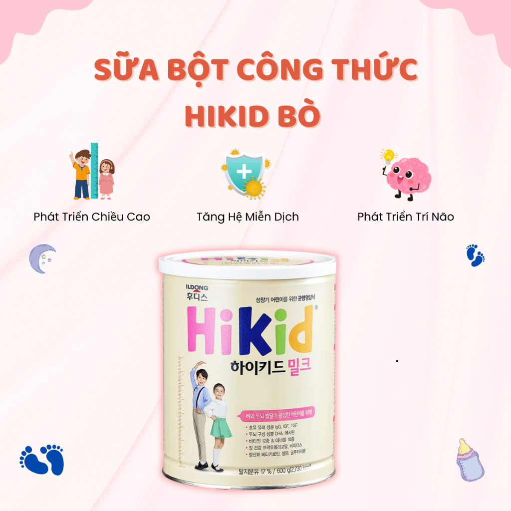 [DEAL SỐC] Sữa Hikid Bò Vị Vani Hàn Quốc Bổ Sung Canxi Tăng Chiều Cao Cho Bé Tới 9 Tuổi- 600g TGSSDT