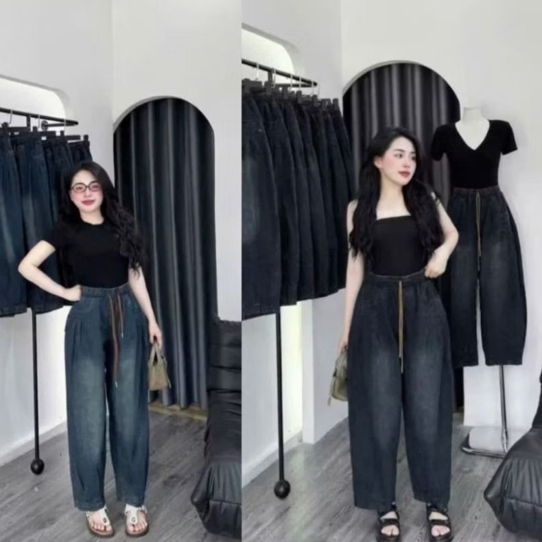 Quần Baggy thụng  nữ chất jaens mềm from to 38-68kg Hàng cao cấp