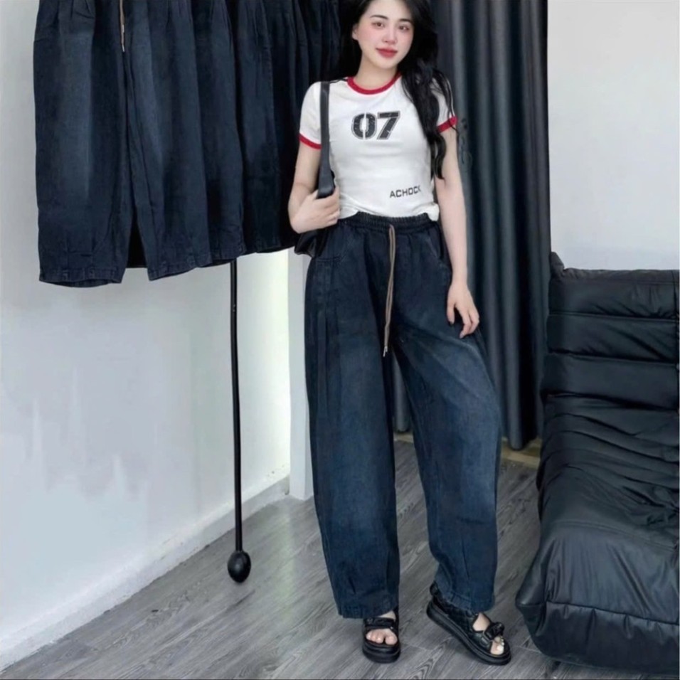 Quần Baggy thụng  nữ chất jaens mềm from to 38-68kg Hàng cao cấp