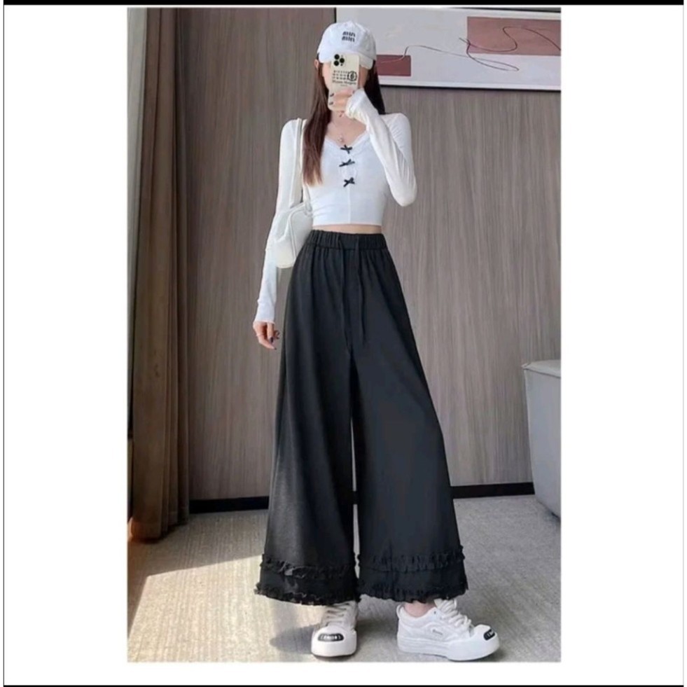 Quần Suông Nữ Tăm Thỏ mềm mịn dài 90-97cm pha gấu bèo 38-70kg hàng Cao Cấp