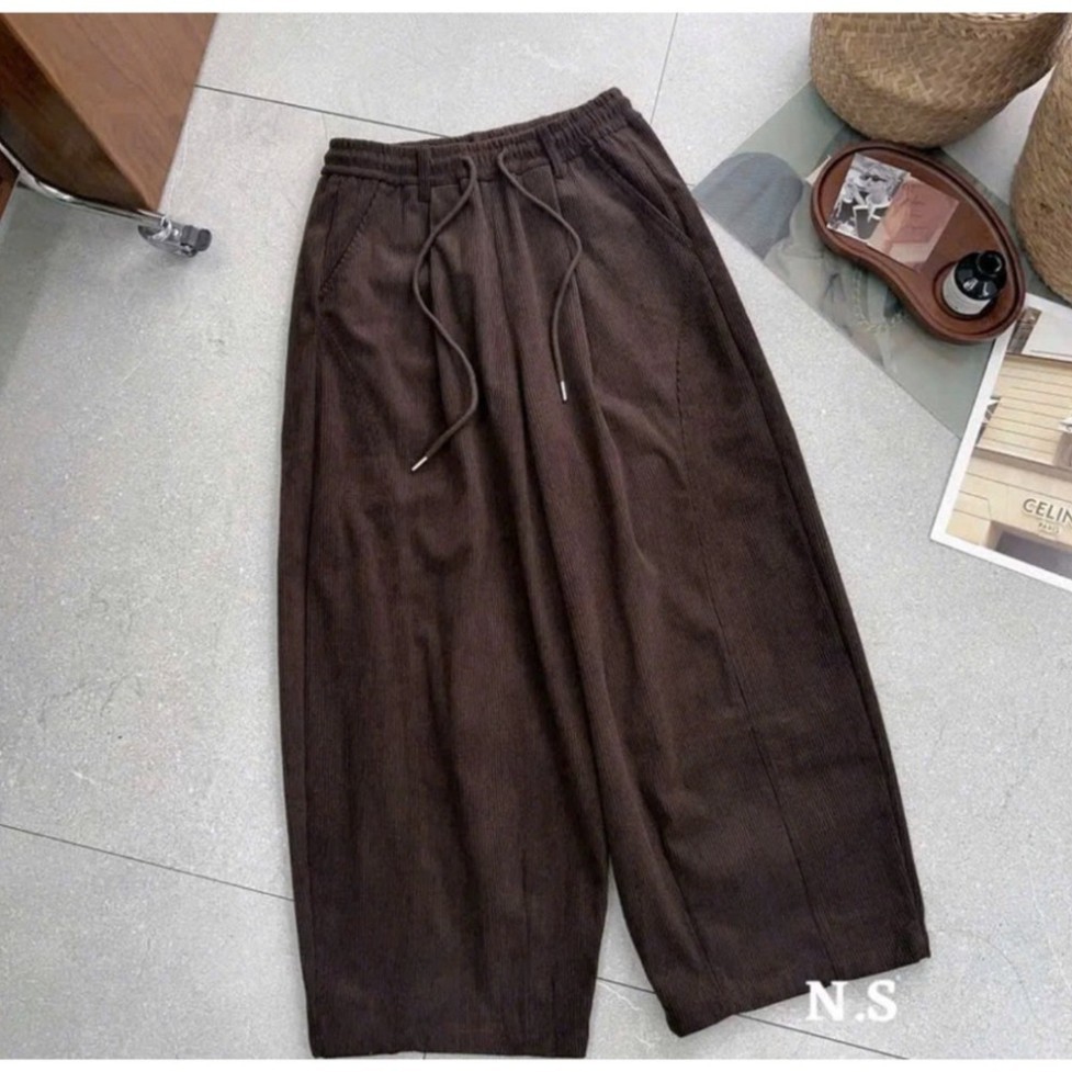 Quần Bagggy From thụng chất nhung tăm mềm rễ chịu có dây rút eo 45-68kg