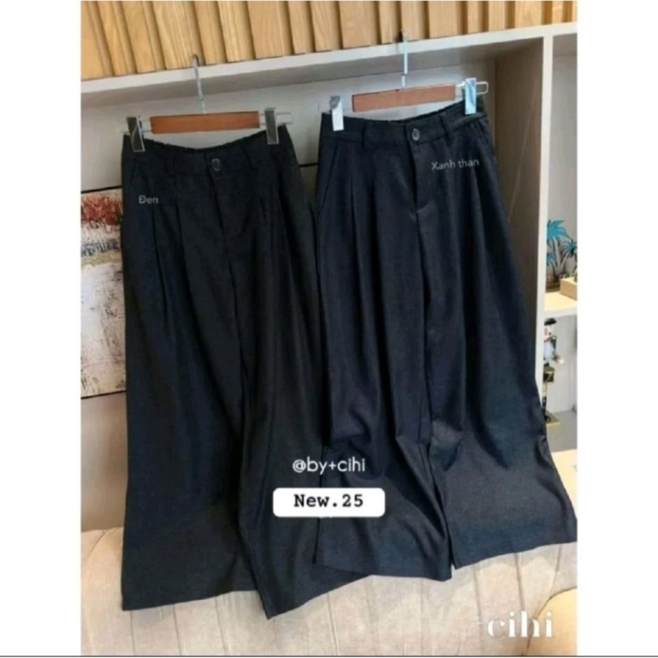 Quần Suông Nữ Chất Bò Lạnh Cạp Khóa Lưng Chun Hàng QC Dài 100-103cm