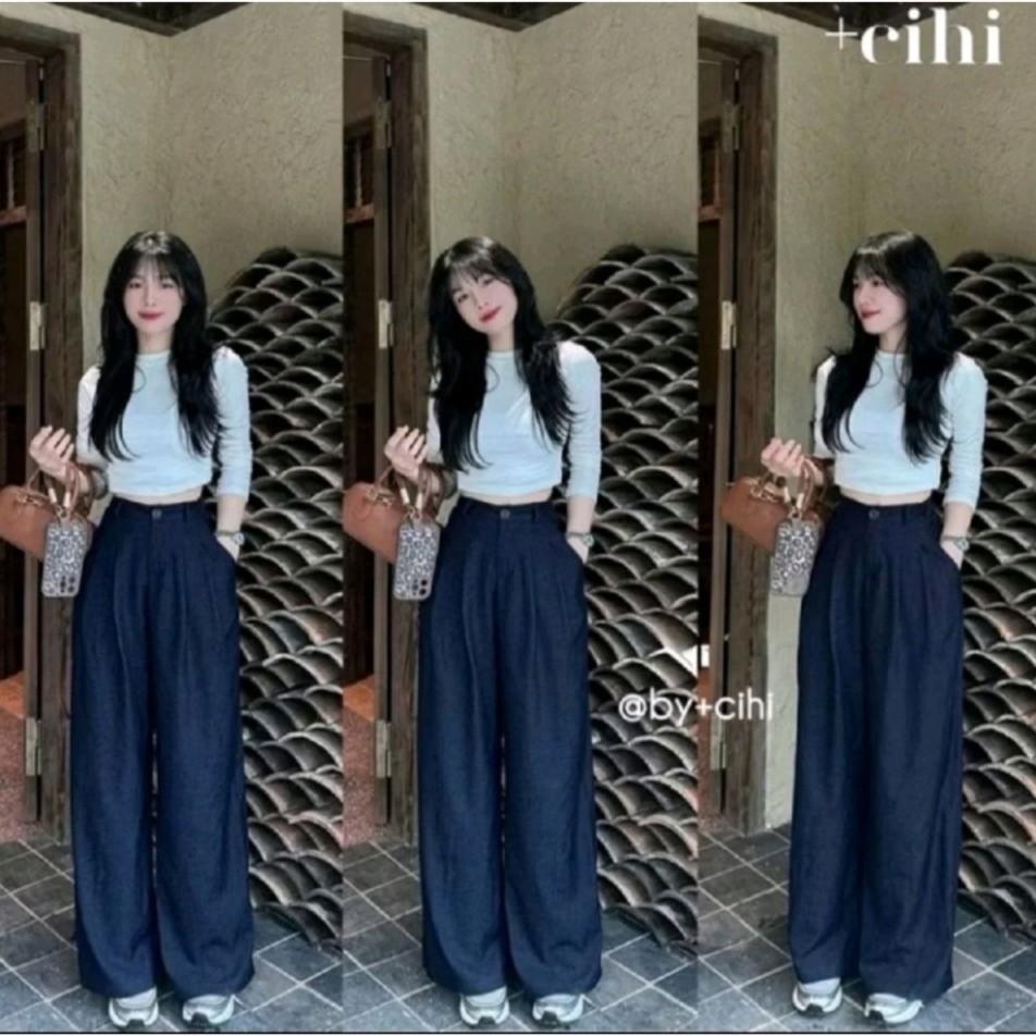 Quần Suông Nữ Chất Bò Lạnh Cạp Khóa Lưng Chun Hàng QC Dài 100-103cm