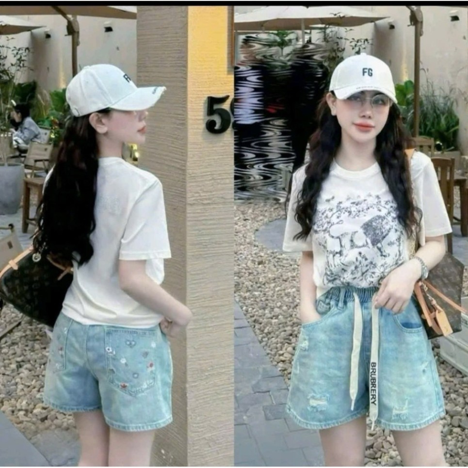 Quần Đùi Bò Nữ Thêu Hoa Chất Bò Thổ Mềm  Cạp Cao Hàng Bigsize Hàng Cao Cấp