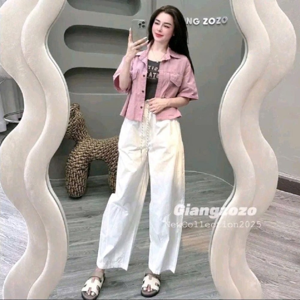 Quần Baggy Thụng Nữ Chất Kaki Gió Mềm Mát Thấm Hút Mồ Hôi 2025 Nhiều Màu Sắc Đẹp