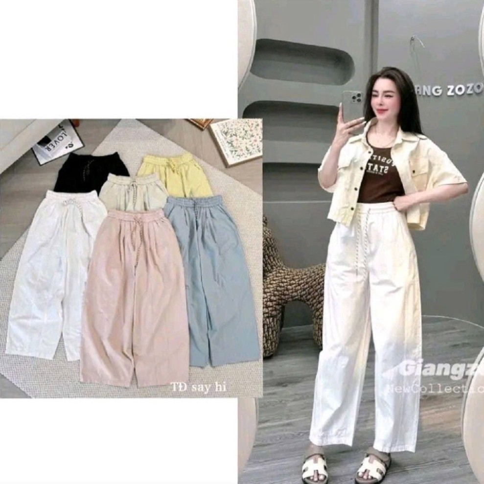 Quần Baggy Thụng Nữ Chất Kaki Gió Mềm Mát Thấm Hút Mồ Hôi 2025 Nhiều Màu Sắc Đẹp