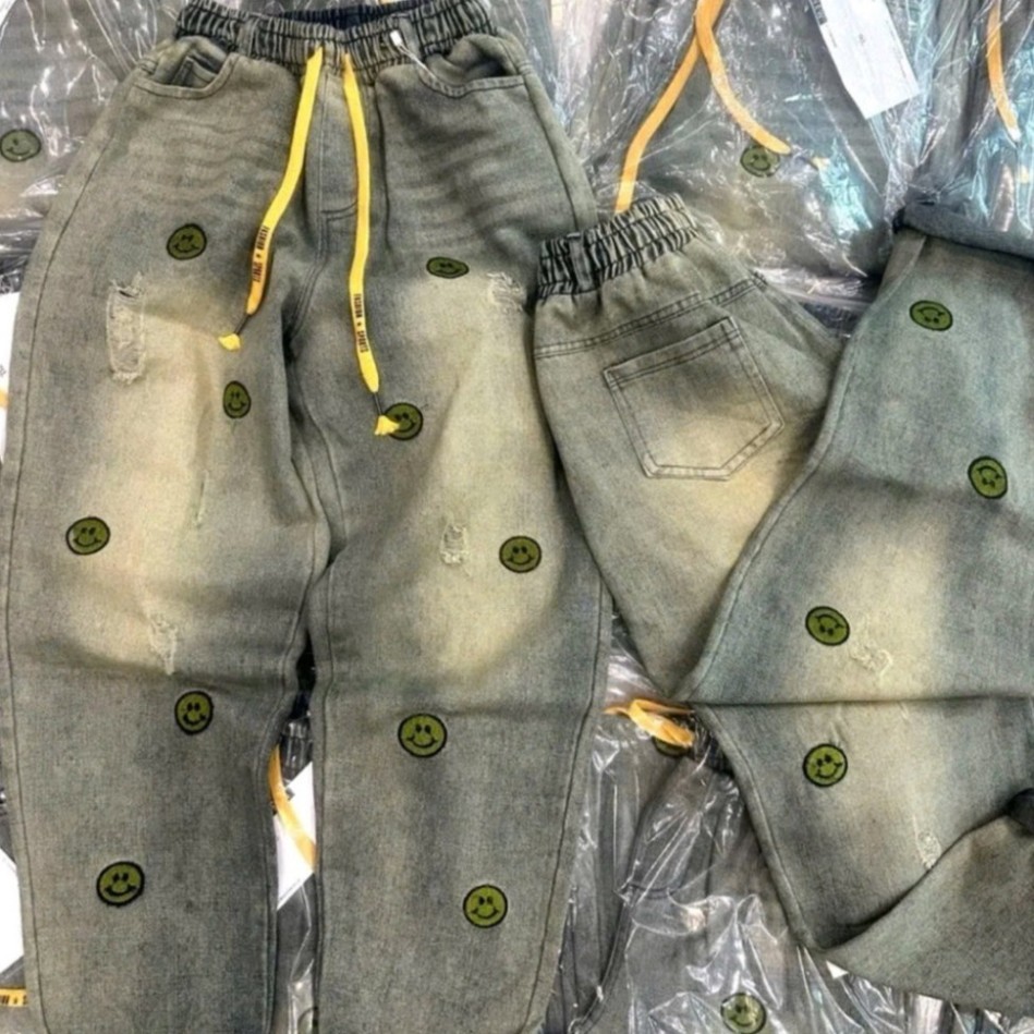 Quần Baggy Thêu Hình xinh sắn chất jean mềm 38-75kg Bigsize