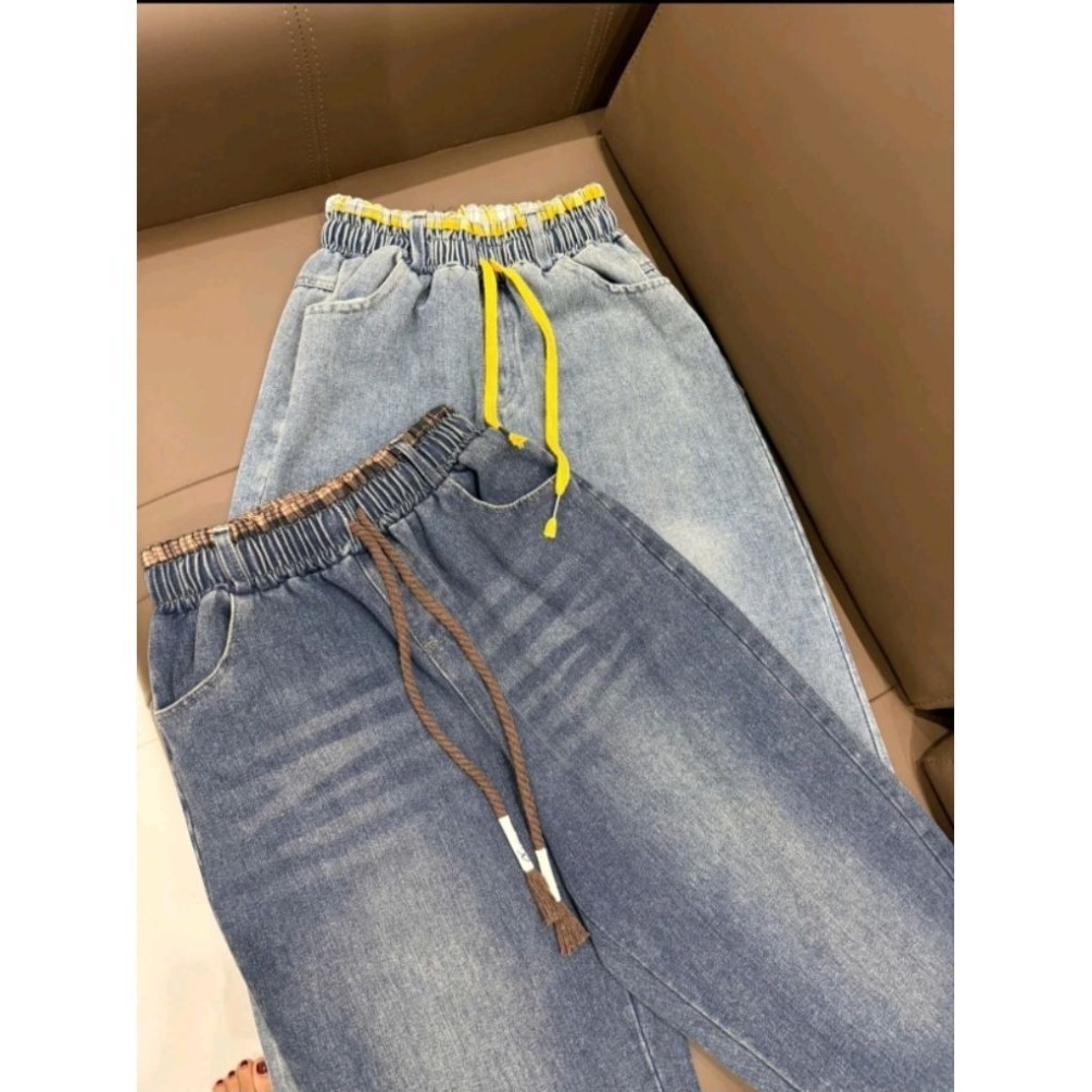 Quần Baggy bản cạp Phối kẻ chất jaen mềm 38-75kg cho nữ