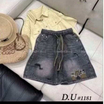 [38-100kg] Quần Ngố Bò Nữ Thêu Mèo Chất Bò Thổ Nặng Động Cá Tính Size 38-95kg Phong Cách Độc Đáo Bigsize