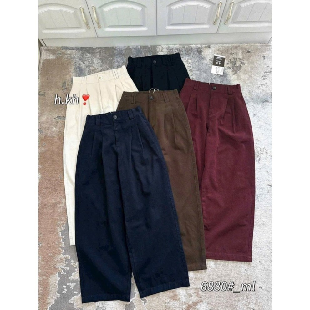 Quần Baggy Ống Đứng Nữ Kaki Cạp khoá lưng chun sau QCCC 38-65kg