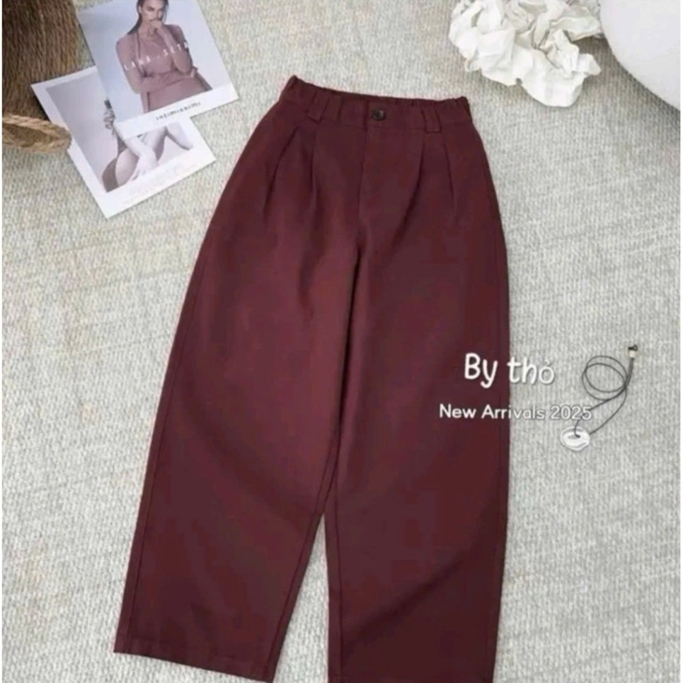 Quần Baggy Ống Đứng Nữ Kaki Cạp khoá lưng chun sau QCCC 38-65kg