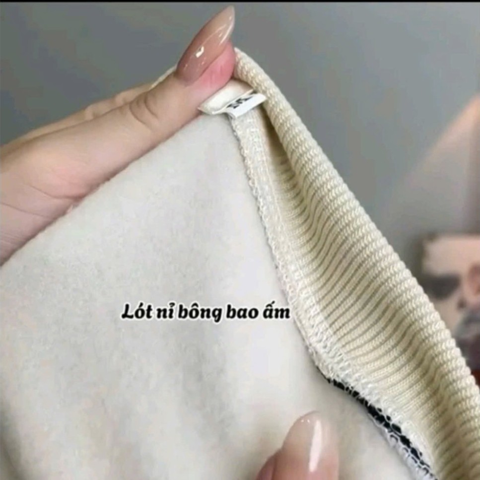 Bộ nỉ bông dáng thể thao thêu họa tiết phong cách tối giản cho nữ 38-72kg