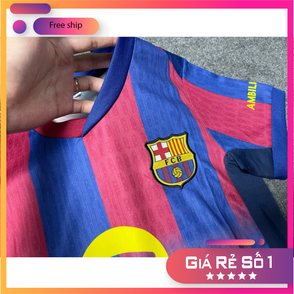 (FREE SHIP) Bộ Quần Áo Bóng Đá Trẻ Em CLB Barca Sân Nhà 25/26, Áo Đá Banh Barcelona - Vải Mè Kim Cao Cấp