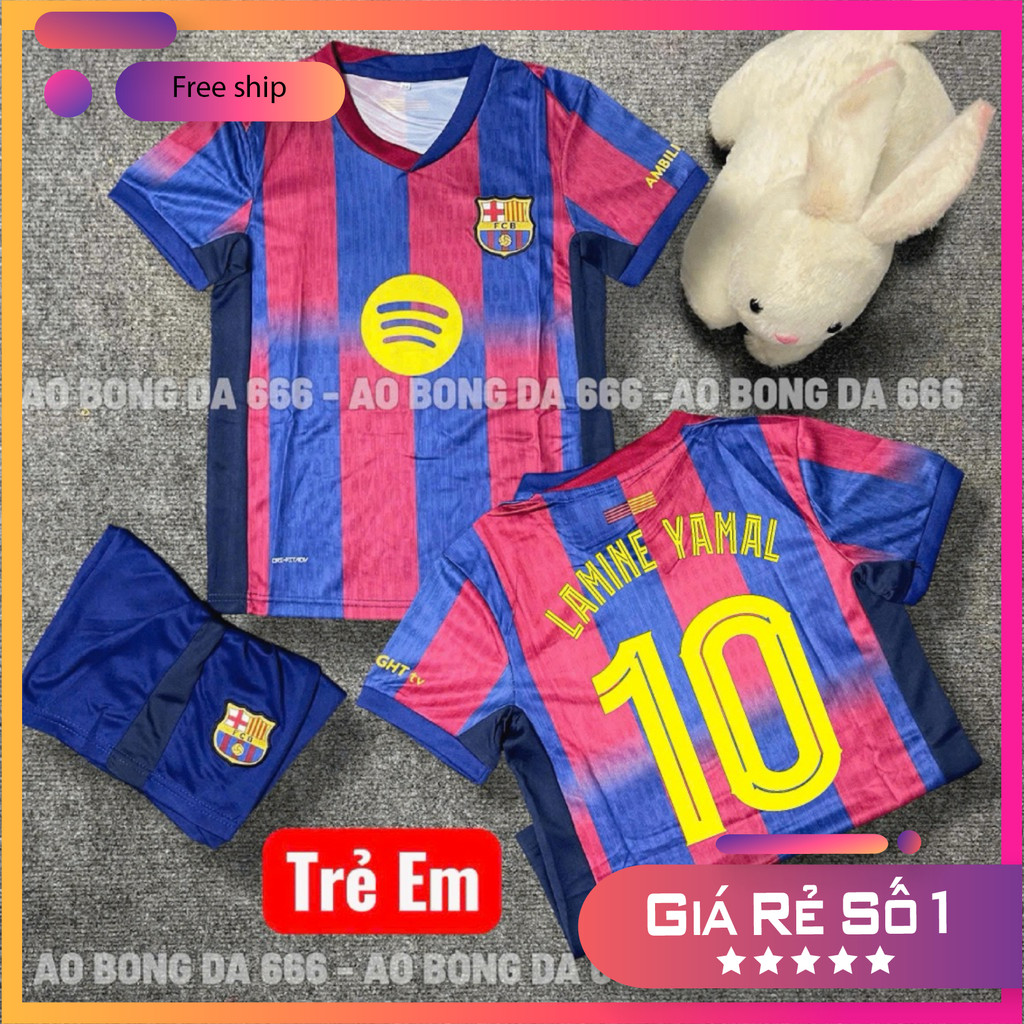 (FREE SHIP)Áo Bóng Đá, Áo Đá Banh Trẻ Em In Sẵn Ronaldo số 7 - Vải Mè Thái Cao Cấp - In Sẵn Cr7