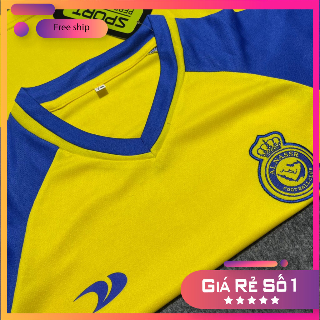 (FREE SHIP) Áo Bóng Đá, Áo Đá Banh / Trẻ Em CLB Al Nassr 2024 / 2025 - Vải Mè Kim Cao Cấp - in Sẵn Tên Ronaldo,