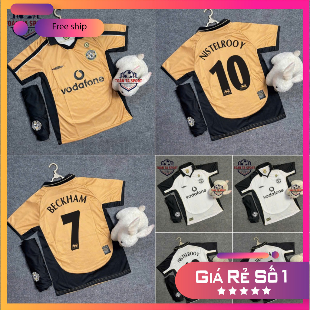 (FREE SHIP) Bộ Quần Áo Bóng Đá Mu Retro - Năm 2001/2002 - Sân Khách - Vải Thái Cao Cấp MU Form 50-100kg